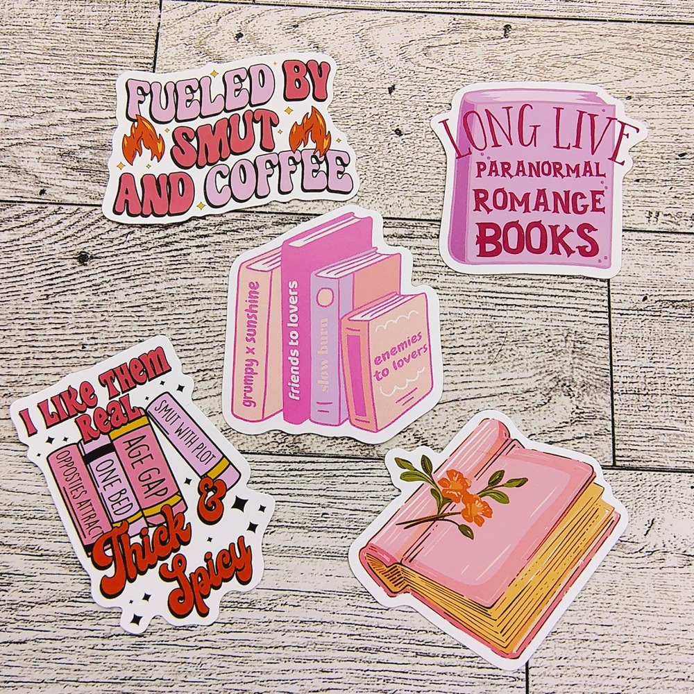 Romance Book Stickers Smut Coffee Paranormal Enemies to Lovers (set of 5)